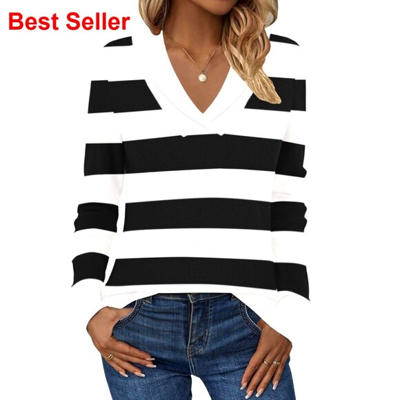 Sweaters - V-Neck Polo Collar Knit Sweater Tunic, Business Casual Pullover, Long Sleeve